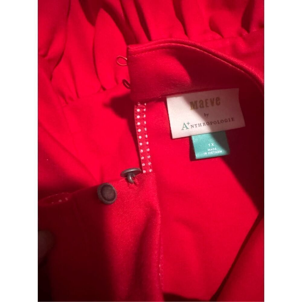 Maeve by Anthropologie red ruffle hem shift dress 1X - Picture 6 of 8
